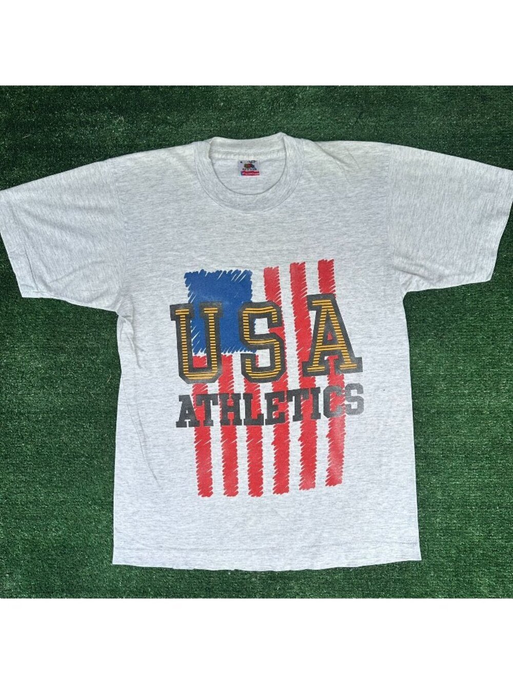 Vintage 90s Team USA Athletics T-Shirt Gray M Single Stitch Olympics Sporty
